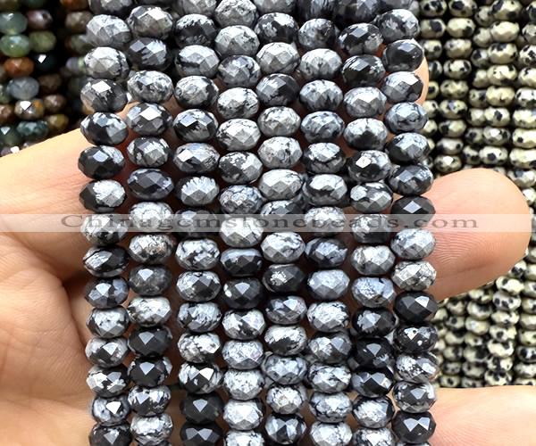 CRB6147 15 inches 4*6mm faceted rondelle snowflake obsidian beads