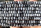 CRB6147 15 inches 4*6mm faceted rondelle snowflake obsidian beads