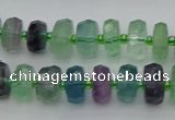 CRB615 15.5 inches 7*12mm faceted rondelle fluorite beads