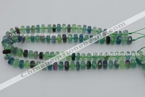 CRB615 15.5 inches 7*12mm faceted rondelle fluorite beads