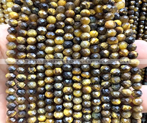 CRB6150 15 inches 4*6mm faceted rondelle yellow tiger eye beads