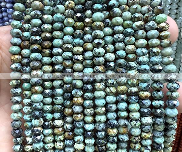 CRB6158 15 inches 4*6mm faceted rondelle African turquoise beads