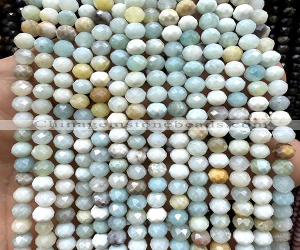 CRB6160 15 inches 4*6mm faceted rondelle colorful amazonite beads