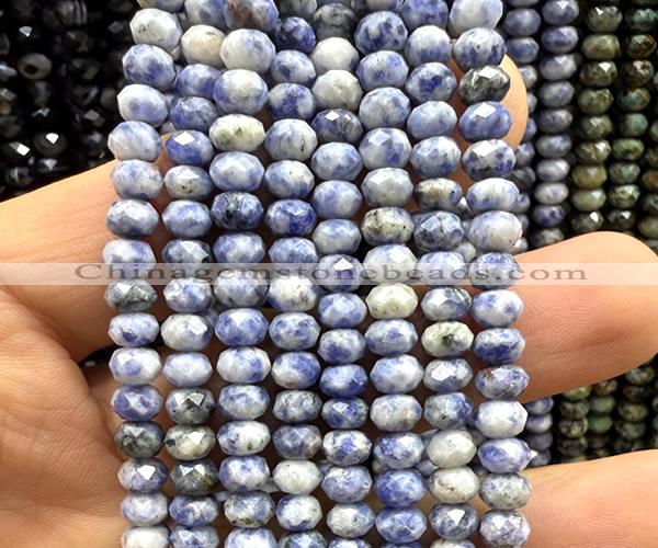 CRB6162 15 inches 4*6mm faceted rondelle blue spot stone beads