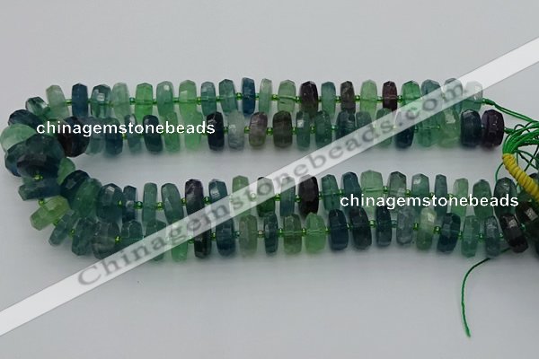 CRB617 15.5 inches 8*16mm faceted rondelle fluorite beads