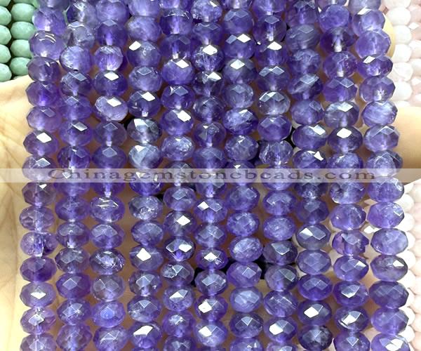 CRB6202 15 inches 5*8mm faceted rondelle amethyst gemstone beads