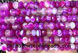 CRB6221 15 inches 5*8mm faceted rondelle fuchsia banded agate beads