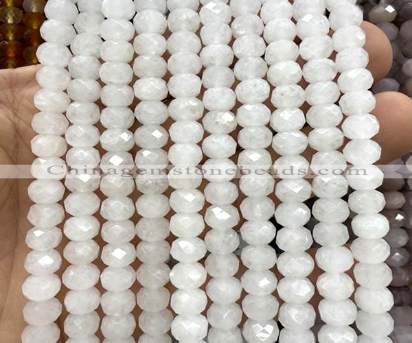 CRB6230 15 inches 5*8mm faceted rondelle white jade beads