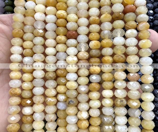 CRB6232 15 inches 5*8mm faceted rondelle yellow jade beads