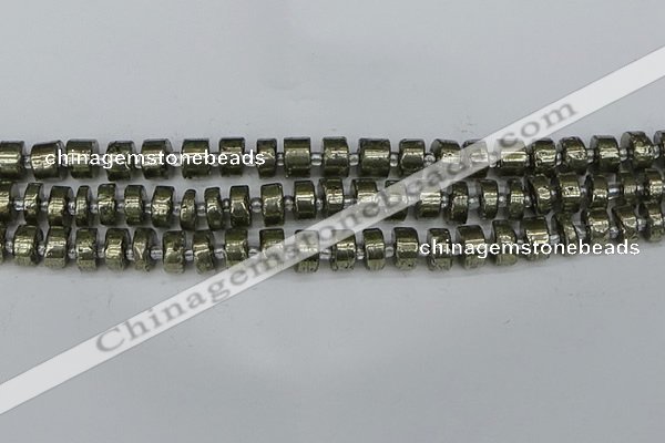 CRB625 15.5 inches 6*10mm tyre pyrite gemstone beads