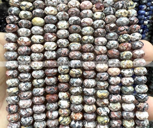 CRB6265 15 inches 5*8mm faceted rondelle leopard skin jasper beads