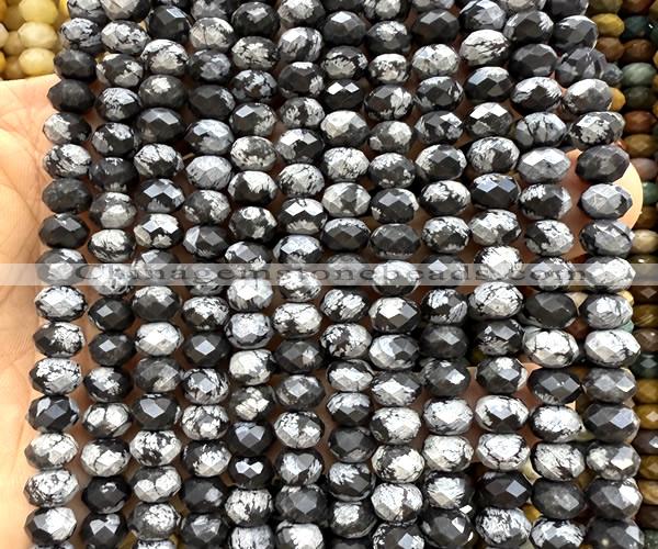 CRB6272 15 inches 5*8mm faceted rondelle snowflake obsidian beads