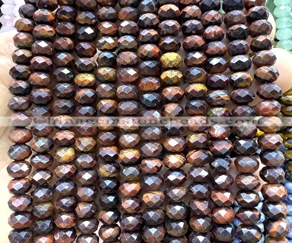 CRB6276 15 inches 5*8mm faceted rondelle red tiger eye beads