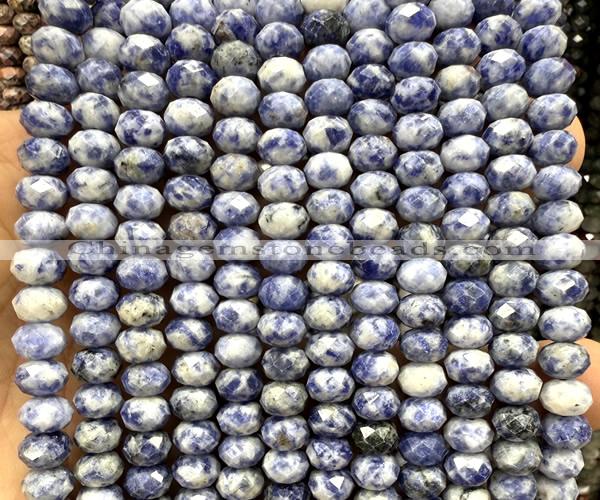 CRB6286 15 inches 5*8mm faceted rondelle blue spot stone beads
