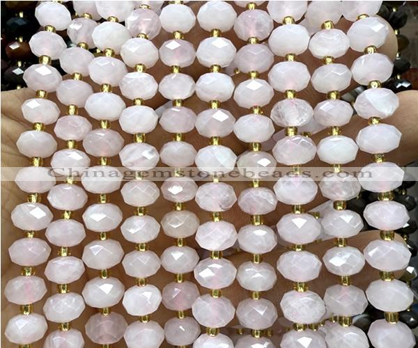 CRB6300 15 inches 6*10mm faceted rondelle rose quartz beads