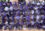 CRB6302 15 inches 6*10mm faceted rondelle dogtooth amethyst beads