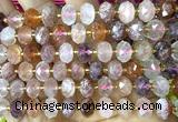 CRB6305 6*10mm faceted rondelle colorful quartz beads