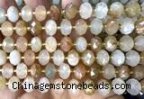 CRB6307 6*10mm faceted rondelle red rutilated quartz beads