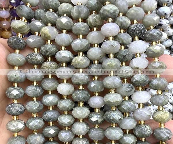 CRB6308 15 inches 6*10mm faceted rondelle seaweed quartz beads
