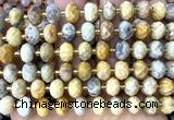 CRB6319 6*10mm faceted rondelle yellow crazy lace agate beads