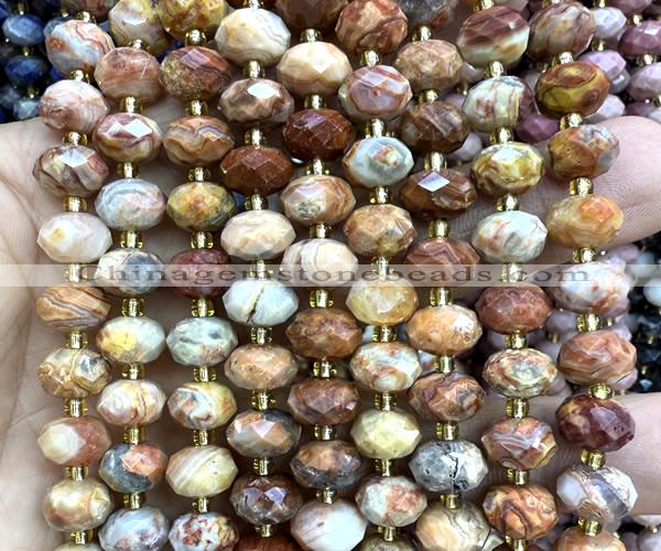 CRB6320 15 inches 6*10mm faceted rondelle crazy lace agate beads