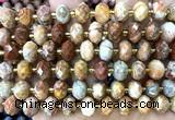 CRB6320 15 inches 6*10mm faceted rondelle crazy lace agate beads