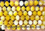 CRB6322 15 inches 6*10mm faceted rondelle yellow banded agate beads