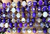 CRB6323 15 inches 6*10mm faceted rondelle purple banded agate beads