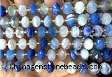 CRB6326 15 inches 6*10mm faceted rondelle blue banded agate beads