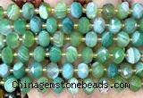 CRB6327 15 inches 6*10mm faceted rondelle green banded agate beads