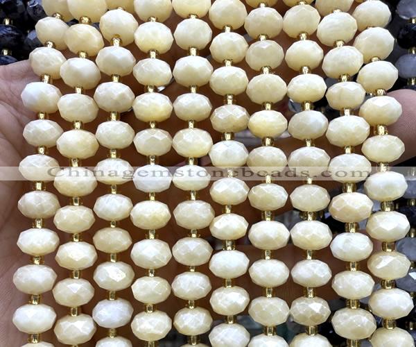 CRB6332 15 inches 6*10mm faceted rondelle yellow jade beads