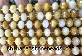 CRB6333 15 inches 6*10mm faceted rondelle yellow jade beads