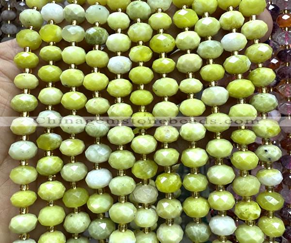 CRB6336 15 inches 6*10mm faceted rondelle butter jade beads