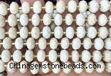 CRB6340 15 inches 6*10mm faceted rondelle white fossil jasper beads