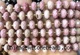 CRB6341 15 inches 6*10mm faceted rondelle pink wooden jasper beads