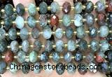 CRB6343 15 inches 6*10mm faceted rondelle blood jasper beads