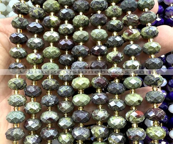 CRB6345 15 inches 6*10mm faceted rondelle dragon blood jasper beads