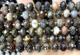 CRB6348 15 inches 6*10mm faceted rondelle wooden jasper beads