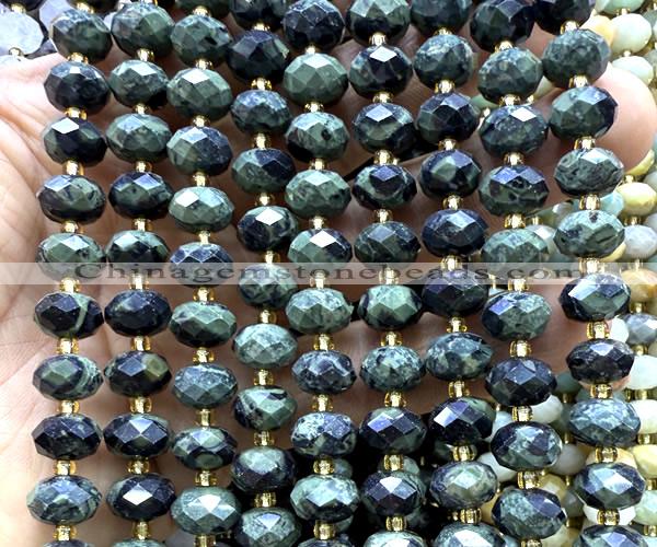 CRB6349 15 inches 6*10mm faceted rondelle kambaba jasper beads