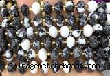CRB6356 15 inches 6*10mm faceted rondelle black & white jasper beads