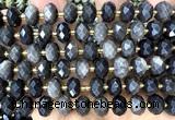 CRB6360 15 inches 6*10mm faceted rondelle silver obsidian beads