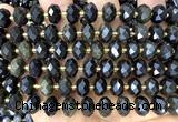 CRB6361 15 inches 6*10mm faceted rondelle golden obsidian beads
