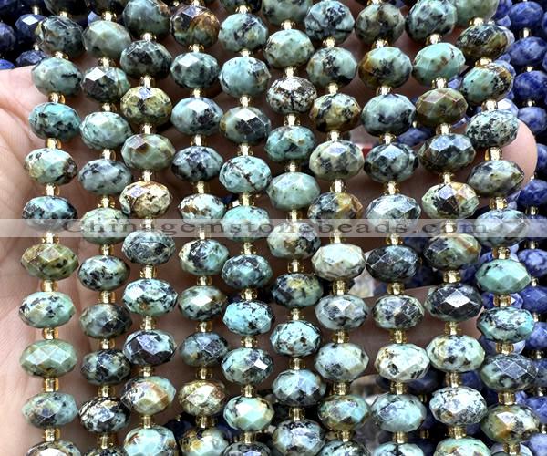 CRB6371 15 inches 6*10mm faceted rondelle African turquoise beads
