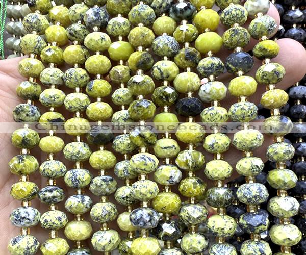 CRB6372 15 inches 6*10mm faceted rondelle yellow turquoise beads