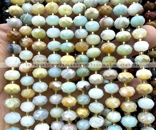 CRB6373 15 inches 6*10mm faceted rondelle amazonite beads