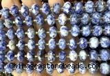 CRB6374 15 inches 6*10mm faceted rondelle blue spot stone beads