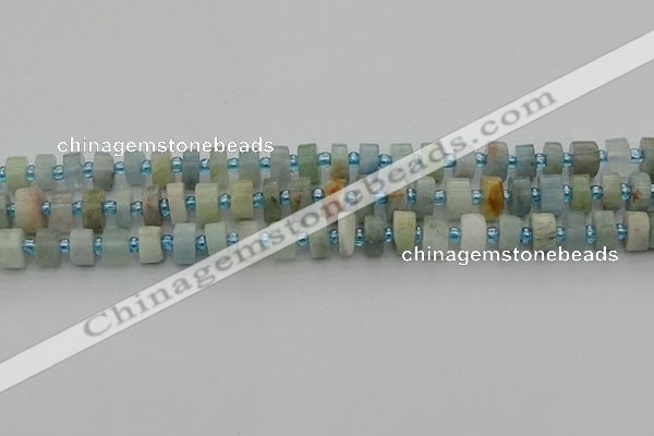 CRB645 15.5 inches 5*8mm tyre aquamarine gemstone beads