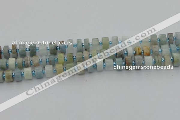 CRB646 15.5 inches 6*10mm tyre aquamarine gemstone beads
