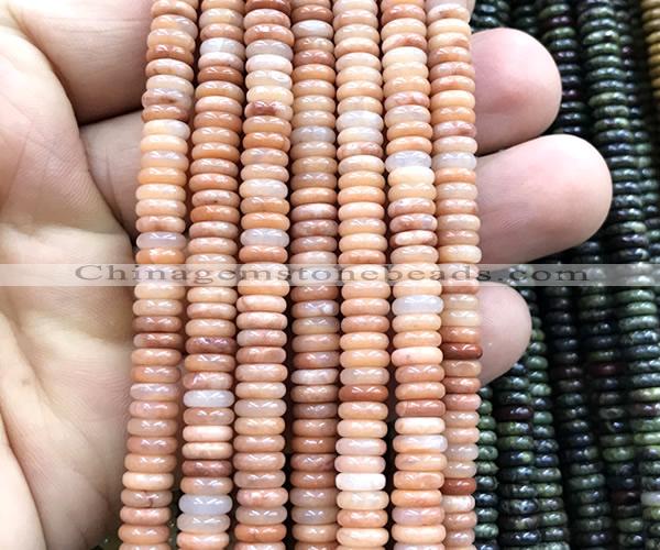 CRB6515 15 inches 2*6mm rondelle red aventurine jade beads