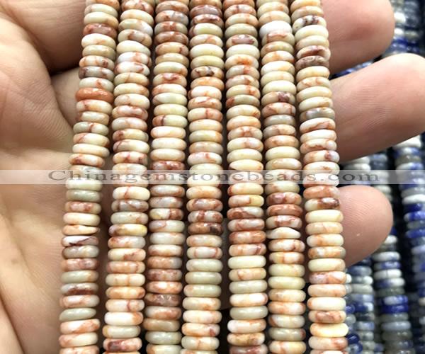 CRB6525 15 inches 2*6mm rondelle red net jasper beads